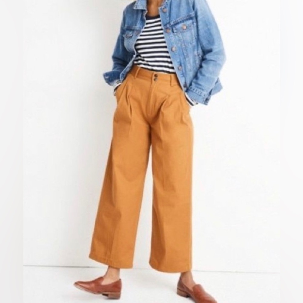 Madewell High Waist pleated Crop Wide Leg pant